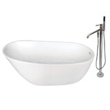 Aqua Eden 59-Inch Acrylic Single Slipper Freestanding Tub Combo with Faucet, White/Polished Chrome