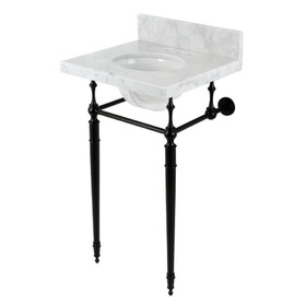 Kingston Brass Edwardian 19-Inch Carrara Marble Console Sink with Brass Legs (4" Faucet Drillings)