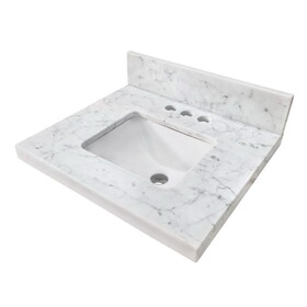 Kingston Brass KVPB1917M34SQ Fredrickson 19-Inch Carrara Marble Vanity Sink Top (4" Faucet Drillings), Carrara White