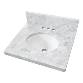 Kingston Brass KVPB1917M34 Fredrickson 19-Inch Carrara Marble Vanity Sink Top (4" Faucet Drillings), Carrara White