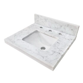 Kingston Brass KVPB1917M38SQ Fredrickson 19-Inch Carrara Marble Vanity Sink Top (8" Faucet Drillings), Carrara White