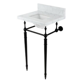 Kingston Brass Edwardian 19-Inch Carrara Marble Console Sink with Brass Legs (8" Faucet Drillings)