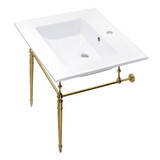 Kingston Brass Edwardian 25-Inch Console Sink with Brass Legs (Single Faucet Hole), White/Brushed Brass