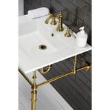 Kingston Brass Edwardian 25-Inch Console Sink with Brass Legs (8-Inch, 3 Hole), White/Brushed Brass