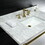 Kingston Brass KVPB36M8SQ7ST Dreyfuss 36" Carrara Marble Vanity Top with Stainless Steel Legs, Marble White/Brushed Brass