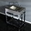 Kingston Brass KVSP3122A1 Fauceture 31" Stainless Steel Sink with Steel Console Sink Base, Brushed/Polished Chrome