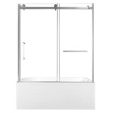 Kingston Brass Tulare KVTAP603216R860-Inch Acrylic Rectangular 3-Wall Anti-Skid Alcove Tub Combo with Tub Door (Right Hand Drain), White/Brushed Nickel