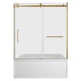 Kingston Brass Tulare KVTAP6032R21A760-Inch Acrylic Rectangular 3-Wall Anti-Skid Alcove Tub Combo with Tub Door (Right Hand Drain), White/Brushed Brass