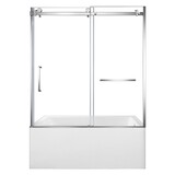 Kingston Brass Tulare KVTAP6032R22C160-Inch Acrylic Rectangular 3-Wall Anti-Skid Alcove Tub Combo with Tub Door (Right Hand Drain), White/Polished Chrome