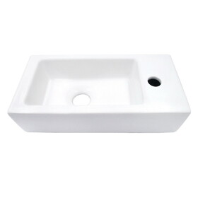 Kingston Brass LB1473R Dibrach Rectangle Wall Mount Ceramic Bathroom Sink, White