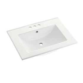 Kingston Brass LBT24187W34 Ultra Modern 24-Inch Ceramic Vanity Sink Top (4" Faucet Drillings), White