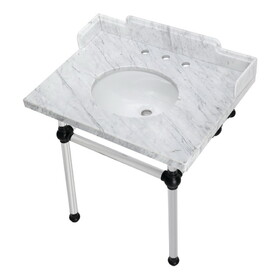 Kingston Brass Pemberton 30-Inch Carrara Marble Console Sink with Acrylic Legs, LMS3030MA0
