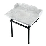 Kingston Brass Pemberton 30-Inch Carrara Marble Console Sink with Brass Legs, LMS3030MB0