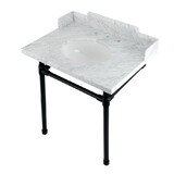 Kingston Brass Wesselman 30-Inch Carrara Marble Console Sink with Stainless Steel Legs