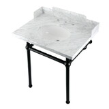 Kingston Brass Pemberton 30-Inch Carrara Marble Console Sink with Brass Legs, LMS30MB0