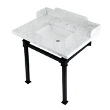 Kingston Brass Viceroy 30-Inch Carrara Marble Console Sink with Stainless Steel Legs