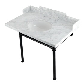 Kingston Brass Wesselman 36-Inch Carrara Marble Console Sink with Stainless Steel Legs