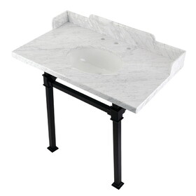 Kingston Brass Viceroy 36-Inch Carrara Marble Console Sink with Stainless Steel Legs