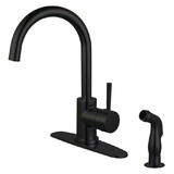 Kingston Brass Concord Single-Handle Kitchen Faucet with Side Sprayer, Matte Black