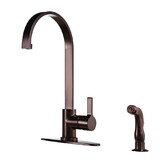 Kingston Brass Gourmetier LS8715CTLSP Continental Single-Handle Kitchen Faucet with Side Sprayer, Oil Rubbed Bronze