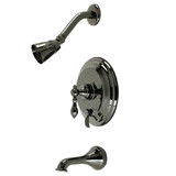 Kingston Brass NB36300ACL American Classic Single-Handle 3-Hole Wall Mount Tub and Shower Faucet with Diverter, Black Stainless Steel