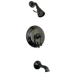 Kingston Brass NB36300AL Water Onyx Single-Handle 3-Hole Wall Mount Tub and Shower Faucet, Black Stainless Steel