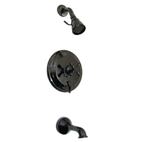 Kingston Brass NB36300AX Water Onyx Single-Handle 3-Hole Wall Mount Tub and Shower Faucet, Black Stainless Steel