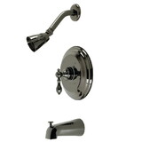 Kingston Brass NB3630ACL American Classic Single-Handle 3-Hole Wall Mount Tub and Shower Faucet, Black Stainless Steel