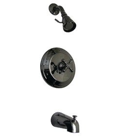 Kingston Brass NB3630AX Water Onyx Single-Handle 3-Hole Wall Mount Tub and Shower Faucet, Black Stainless Steel