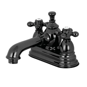 Kingston Brass NS7000AX Water Onyx Two-Handle 3-Hole Deck Mount 4" Centerset Bathroom Faucet with Brass Pop-Up, Black Stainless Steel