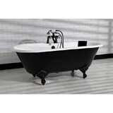 Aqua Eden 66-Inch Cast Iron Double Ended Clawfoot Tub with 7-Inch Faucet Drillings, White/Matte Black VBT7D663013NB0