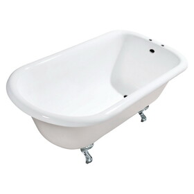 Kingston Brass Aqua Eden 54-Inch Cast Iron Roll Top Clawfoot Tub with 7-Inch Faucet Drillings