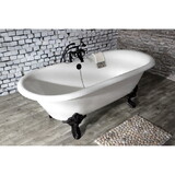 Aqua Eden 72-Inch Cast Iron Double Ended Clawfoot Tub with 7-Inch Faucet Drillings, White/Matte Black