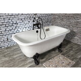 Aqua Eden 67-Inch Cast Iron Double Ended Clawfoot Tub with 7-Inch Faucet Drillings, White/Matte Black