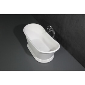 Aqua Eden Arcticstone 67" Double Slipper Solid Surface Pedestal Tub with Drain, Glossy White/Matte White