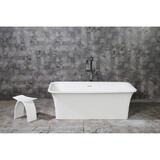 Aqua Eden Arcticstone 67-Inch Solid Surface White Stone Freestanding Tub with Drain, Matte White