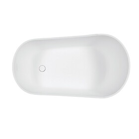 Aqua Eden Arcticstone 52" Slipper Solid Surface Freestanding Tub with Drain, Glossy White/Matte White