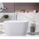 Kingston Brass VTDE512628BA Aqua Eden 51-Inch Acrylic Freestanding Tub with Drain and Integrated Seat, Glossy White