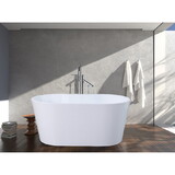 Kingston Brass VTDE563224BA Aqua Eden 56-Inch Acrylic Freestanding Tub with Drain, Glossy White