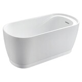 Kingston Brass VTOV512925S Aqua Eden 51-Inch Acrylic Freestanding Tub with Drain and Integrated Seat, Glossy White