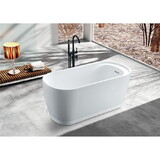 Kingston Brass VTOV592925S Aqua Eden 59-Inch Acrylic Freestanding Tub with Drain and Integrated Seat, Glossy White