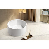Kingston Brass VTRO535322 Aqua Eden 53-Inch Round Acrylic Freestanding Tub with Drain, Glossy White