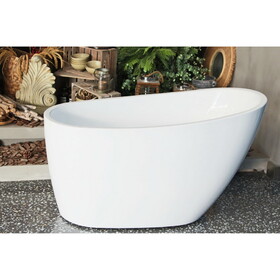 Kingston Brass VTRS482627 Aqua Eden 48-Inch Acrylic Freestanding Tub with Drain, Glossy White