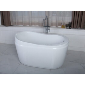 Kingston Brass VTRS523030 Aqua Eden 52-Inch Acrylic Freestanding Tub with Drain and Integrated Seat, White