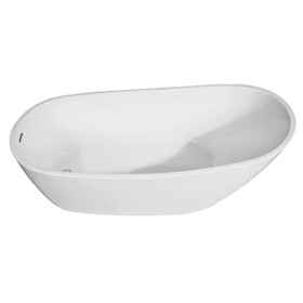 Kingston Brass VTRS542827 Aqua Eden 54-Inch Acrylic Single Slipper Freestanding Tub with Drain, White