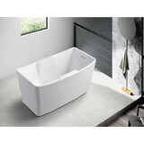 Kingston Brass VTSQ512827S Aqua Eden 51-Inch Acrylic Rectangular Freestanding Tub with Drain and Integrated Seat, Glossy White