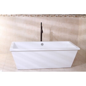 Kingston Brass VTSQ663422 Aqua Eden 66-Inch Acrylic Double Ended Freestanding Tub with Drain, White