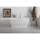 Kingston Brass VTSQ713224 Aqua Eden 71-Inch Acrylic Rectangular Pedestal Bathtub with Drain, Glossy White