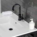 Kingston Brass Quadras 31-Inch Ceramic Console Sink (1-Hole), White/Matte Black VWP3122A0