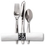 Hoffmaster 119978 Metallic-Pre-rolled Linen-Like White dinner napkin and heavyweight metallic cutlery, Price/case/100ct